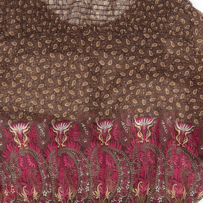 Womens UK Size 10 Ribbon Beige Basic Blouse