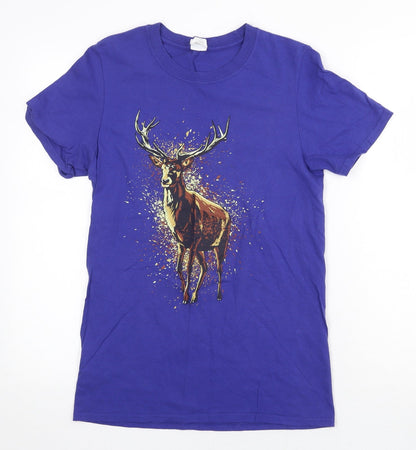 Womens UK Size S Gildan Purple Basic T-Shirt