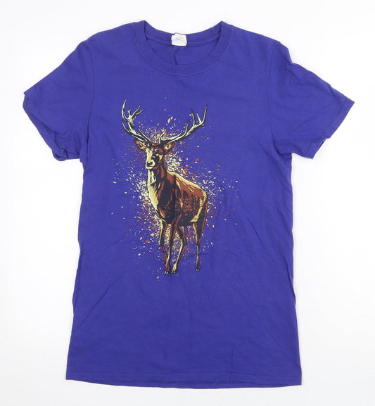 Womens UK Size S Gildan Purple Basic T-Shirt