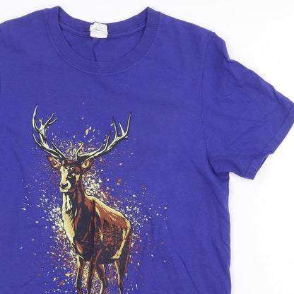 Womens UK Size S Gildan Purple Basic T-Shirt