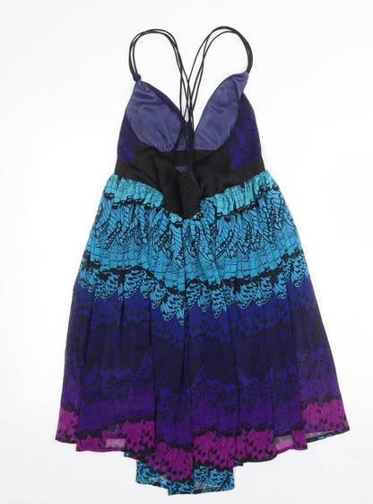 Oli Womens Multicoloured Geometric Polyester Trapeze & Swing Size 10 V-Neck Pullover