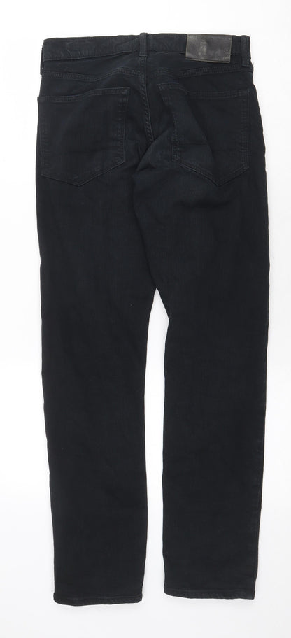 Marks and Spencer Mens Black Cotton Straight Jeans Size 30 in Regular Zip