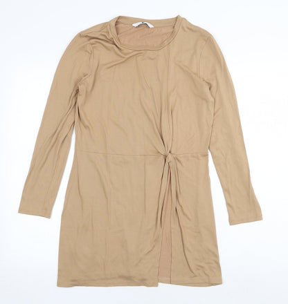 Very Womens Beige Modal Mini Size 10 Round Neck Pullover