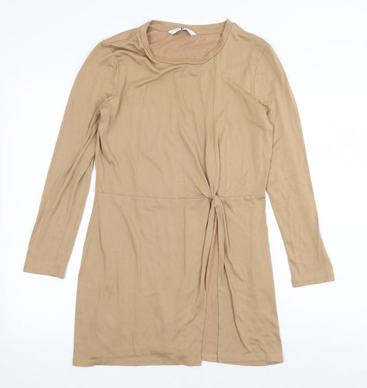 Very Womens Beige Modal Mini Size 10 Round Neck Pullover