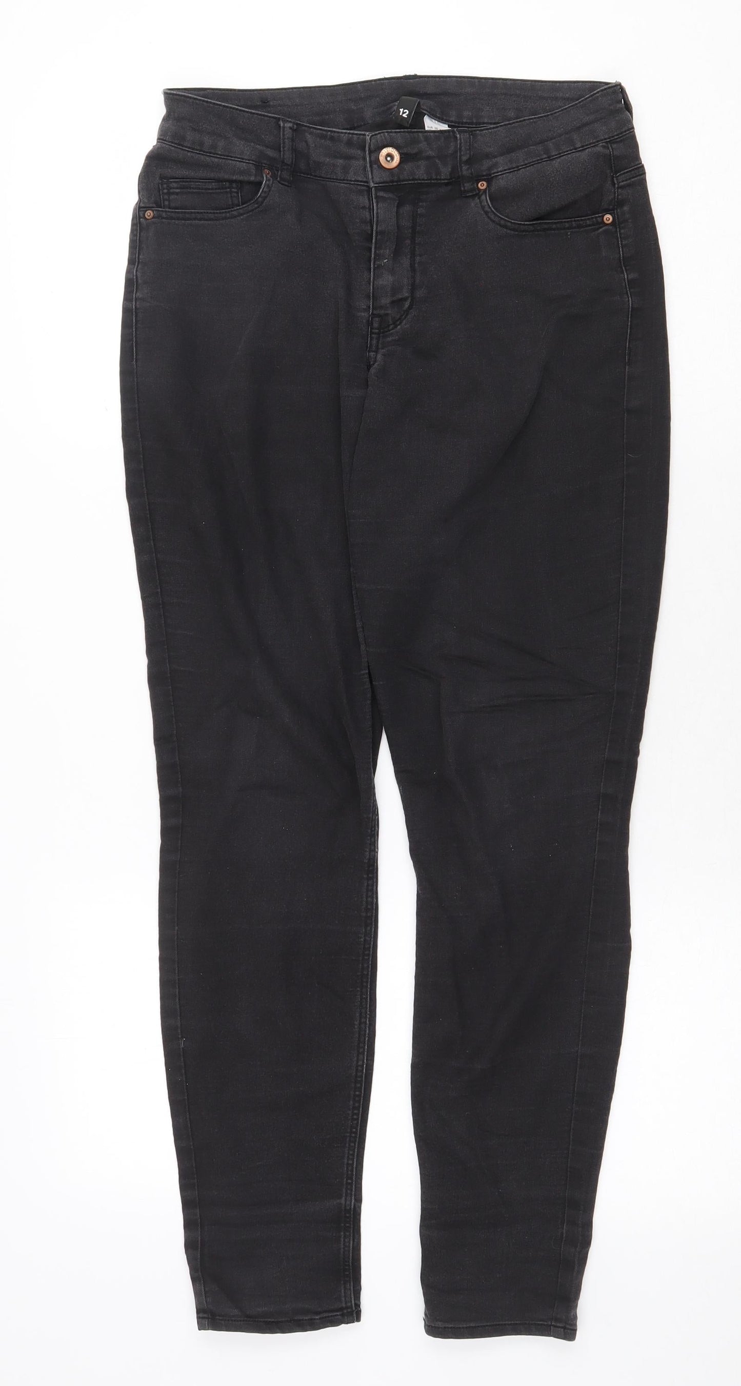 Womens UK Size 12 H&M Regular Fit Skinny Grey Jeans