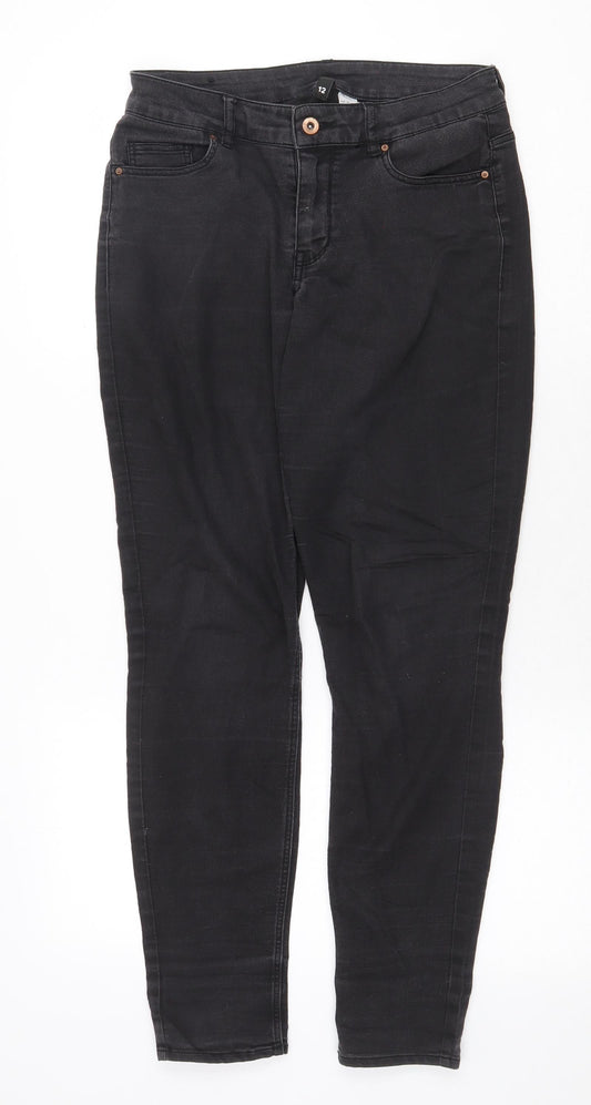 Womens UK Size 12 H&M Regular Fit Skinny Grey Jeans