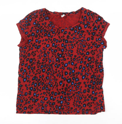 Womens UK Size S Q/S Red Basic T-Shirt