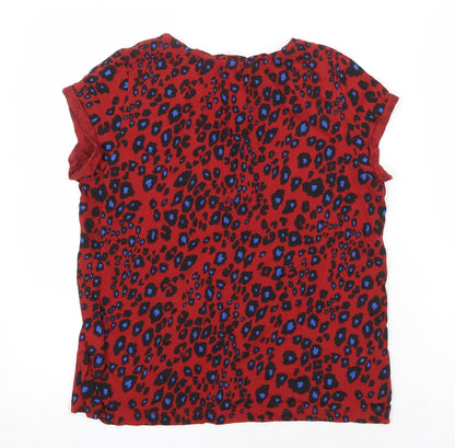 Womens UK Size S Q/S Red Basic T-Shirt