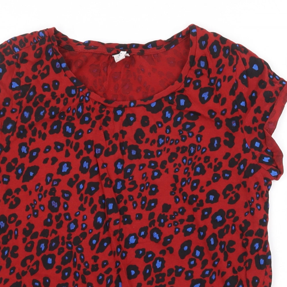 Womens UK Size S Q/S Red Basic T-Shirt