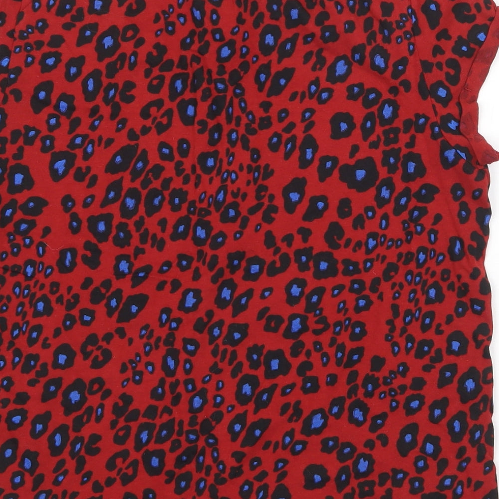 Womens UK Size S Q/S Red Basic T-Shirt