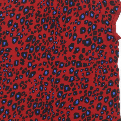 Womens UK Size S Q/S Red Basic T-Shirt
