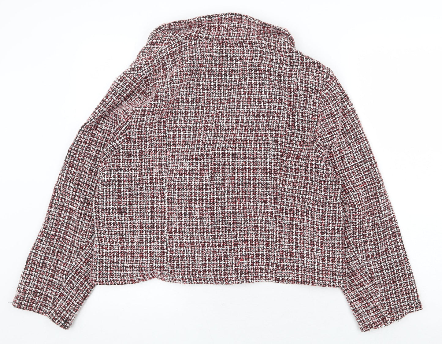 SheIn Womens Red Geometric Pea Coat Jacket Size XL Button