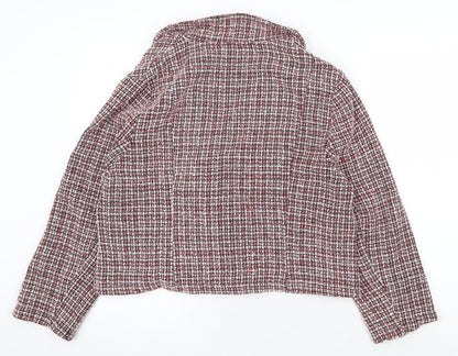 SheIn Womens Red Geometric Pea Coat Jacket Size XL Button