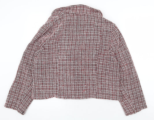 SheIn Womens Red Geometric Pea Coat Jacket Size XL Button