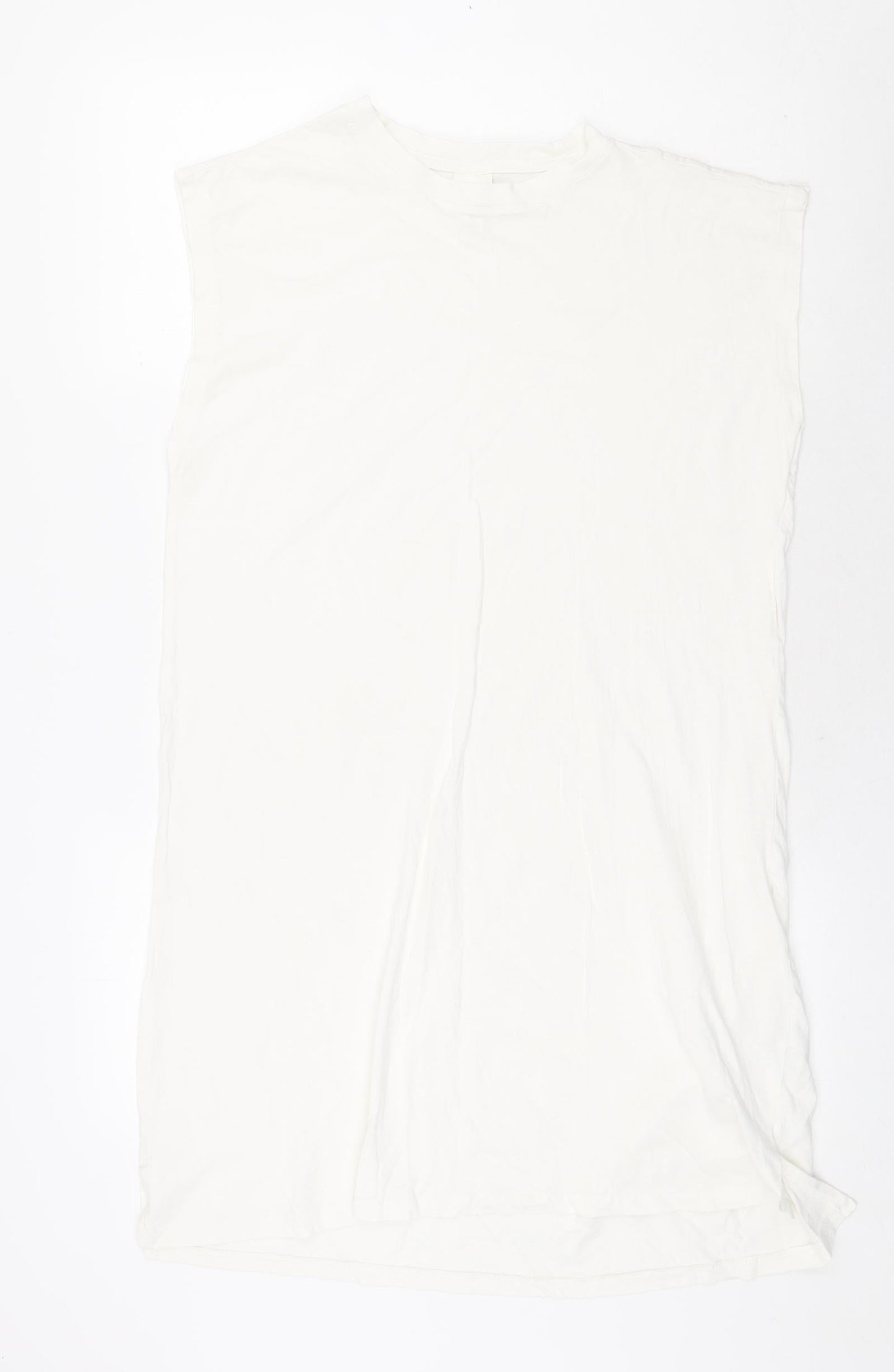 H&M Womens White 100% Cotton Tank Dress Size S Round Neck Pullover