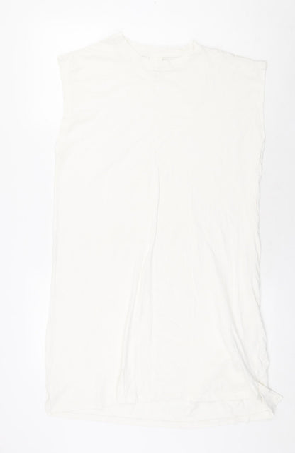 H&M Womens White 100% Cotton Tank Dress Size S Round Neck Pullover