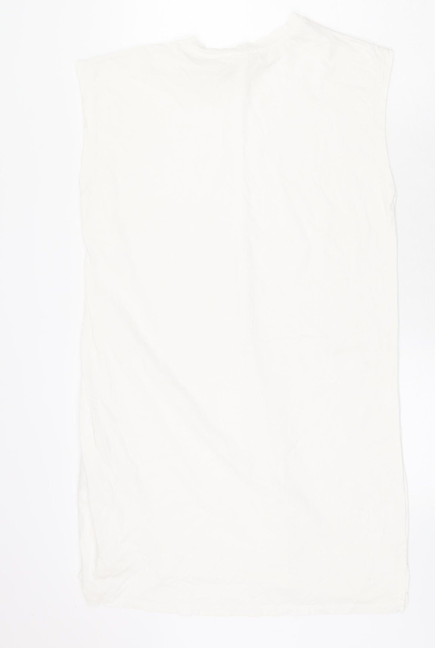 H&M Womens White 100% Cotton Tank Dress Size S Round Neck Pullover
