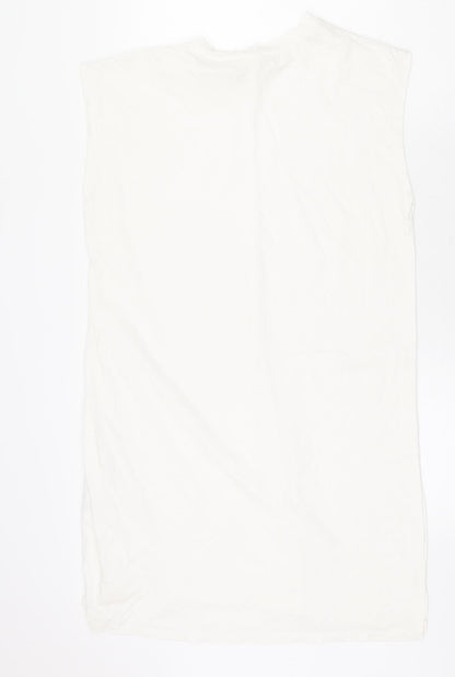 H&M Womens White 100% Cotton Tank Dress Size S Round Neck Pullover