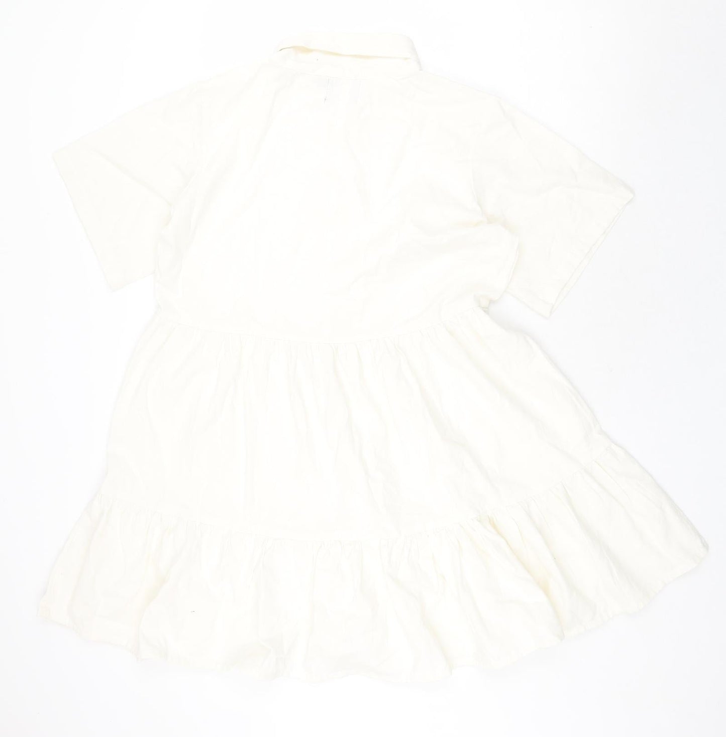 Boohoo Womens Ivory Cotton A-Line Size 14 V-Neck Zip