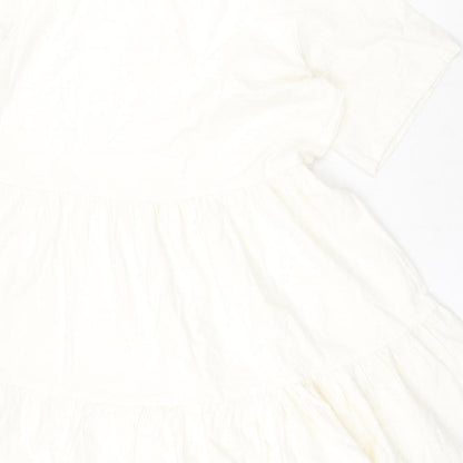 Boohoo Womens Ivory Cotton A-Line Size 14 V-Neck Zip