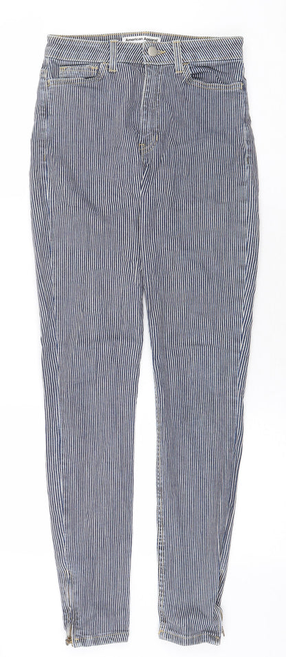 American Apparel Womens Blue Striped Cotton Straight Jeans Size 26 in Regular Zip