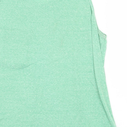Bambele Womens Green Geometric 100% Cotton Basic Tank Size L Round Neck
