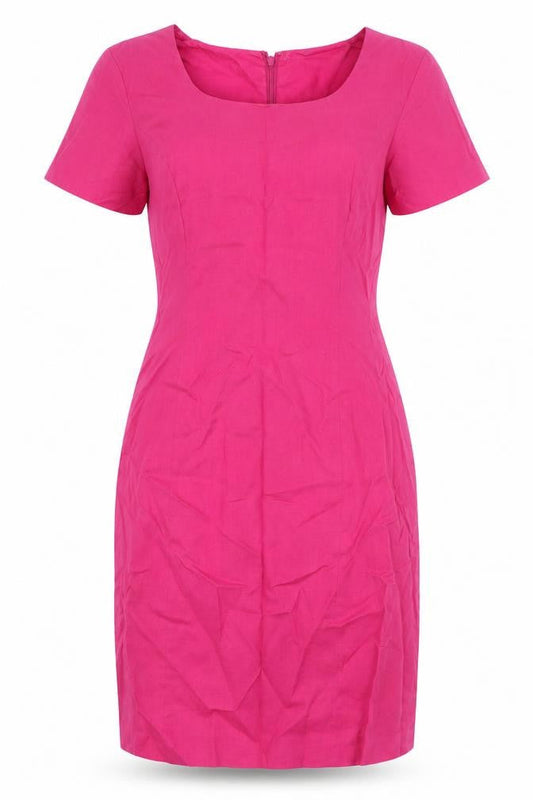 Carol Horn Workshop Womens Pink Cotton Pencil Dress Size 10 Square Neck Zip