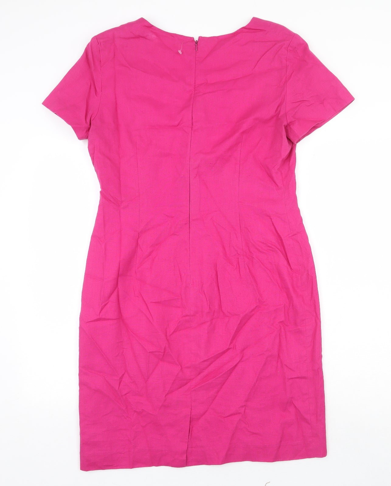 Carol Horn Workshop Womens Pink Cotton Pencil Dress Size 10 Square Neck Zip