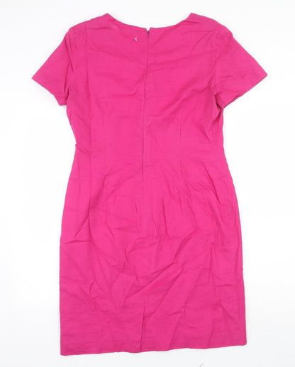 Carol Horn Workshop Womens Pink Cotton Pencil Dress Size 10 Square Neck Zip