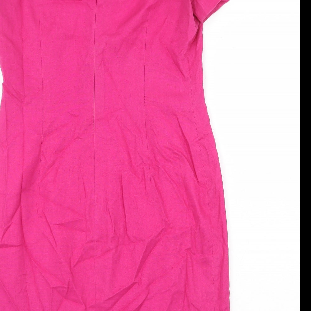 Carol Horn Workshop Womens Pink Cotton Pencil Dress Size 10 Square Neck Zip