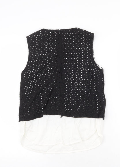 aijek Womens Black Geometric Cotton Basic Tank Size M Round Neck