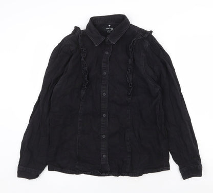 Womens UK Size 14 JD Williams Black Basic Button-Up