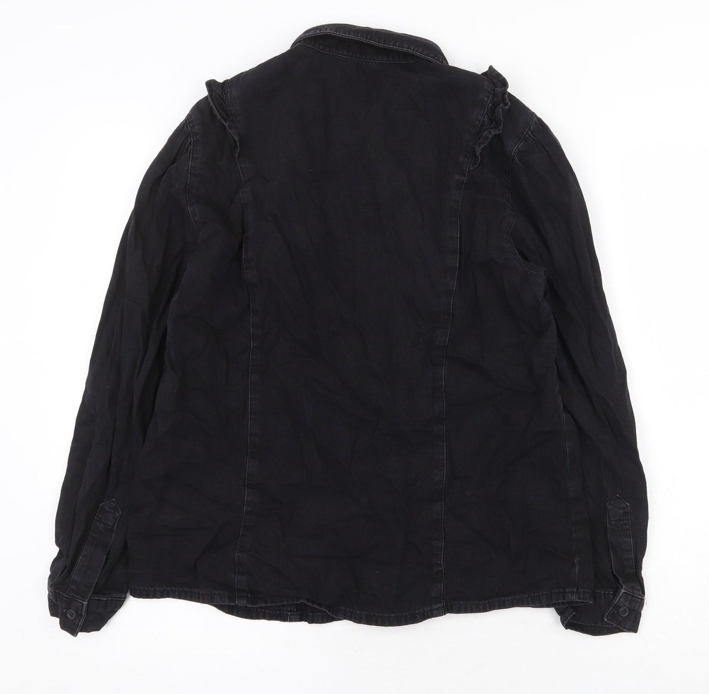 Womens UK Size 14 JD Williams Black Basic Button-Up