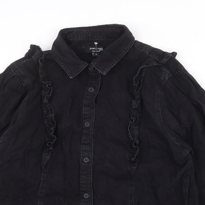 Womens UK Size 14 JD Williams Black Basic Button-Up