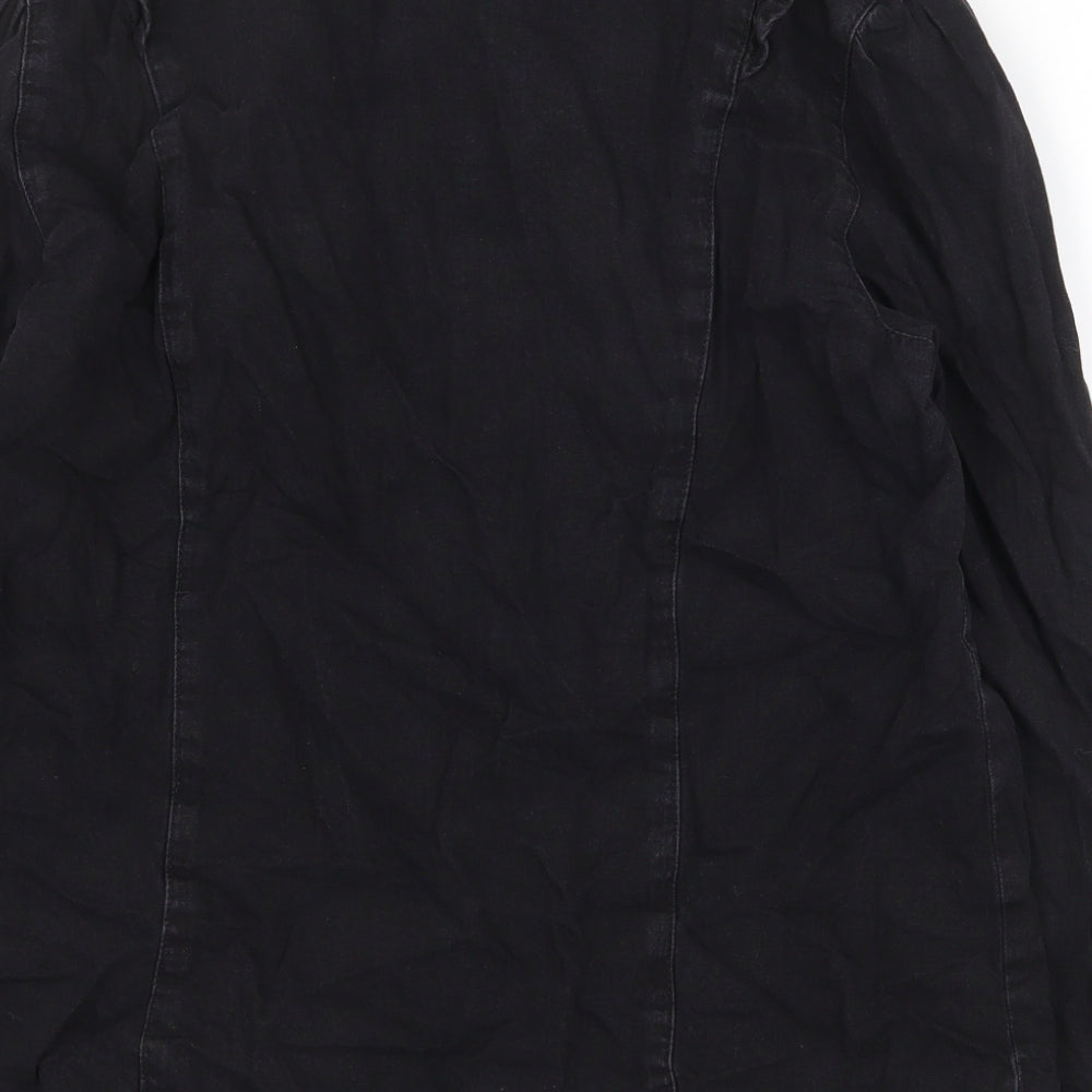 Womens UK Size 14 JD Williams Black Basic Button-Up