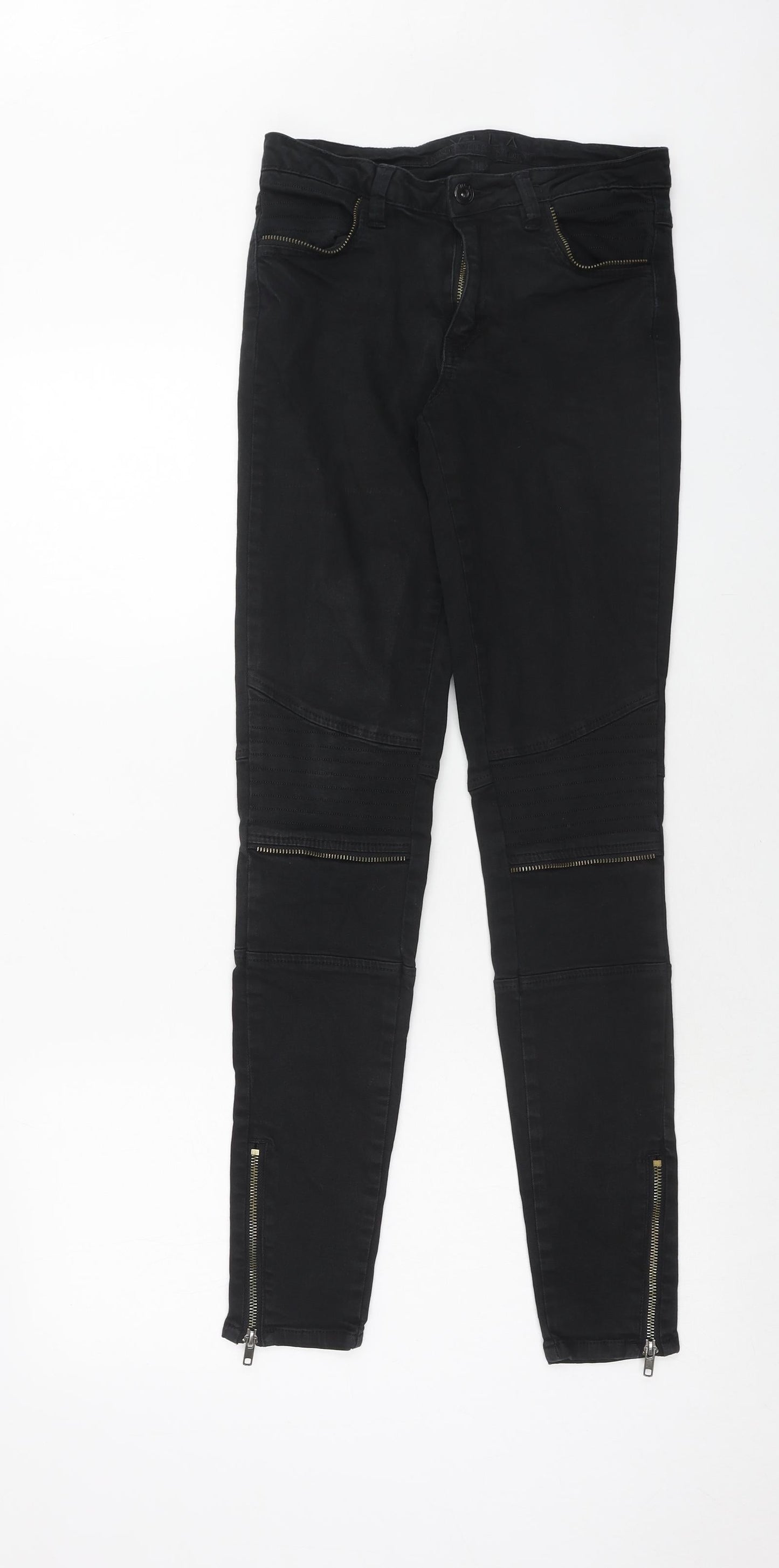 Womens UK Size S VILA Regular Fit Skinny Black Jeans