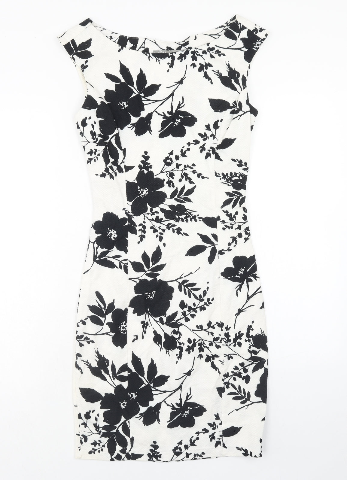 Love Womens Yellow Floral Cotton A-Line Size S Boat Neck Zip