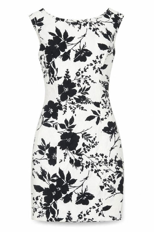 Love Womens Yellow Floral Cotton A-Line Size S Boat Neck Zip