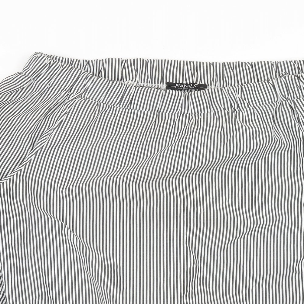 Piano C Womens Grey Striped Cotton Basic Blouse Size S Off the Shoulder - Bardot