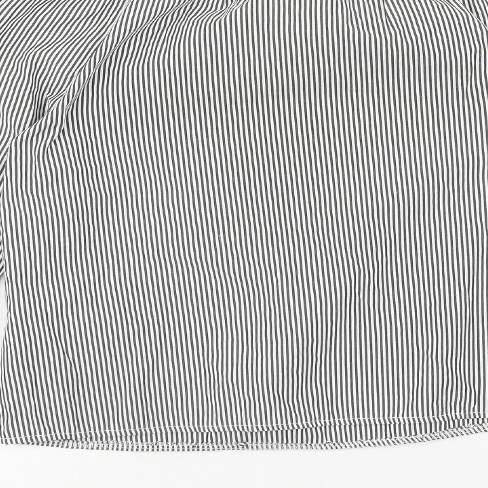 Piano C Womens Grey Striped Cotton Basic Blouse Size S Off the Shoulder - Bardot