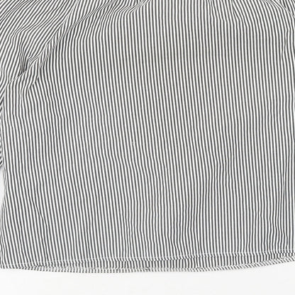 Piano C Womens Grey Striped Cotton Basic Blouse Size S Off the Shoulder - Bardot