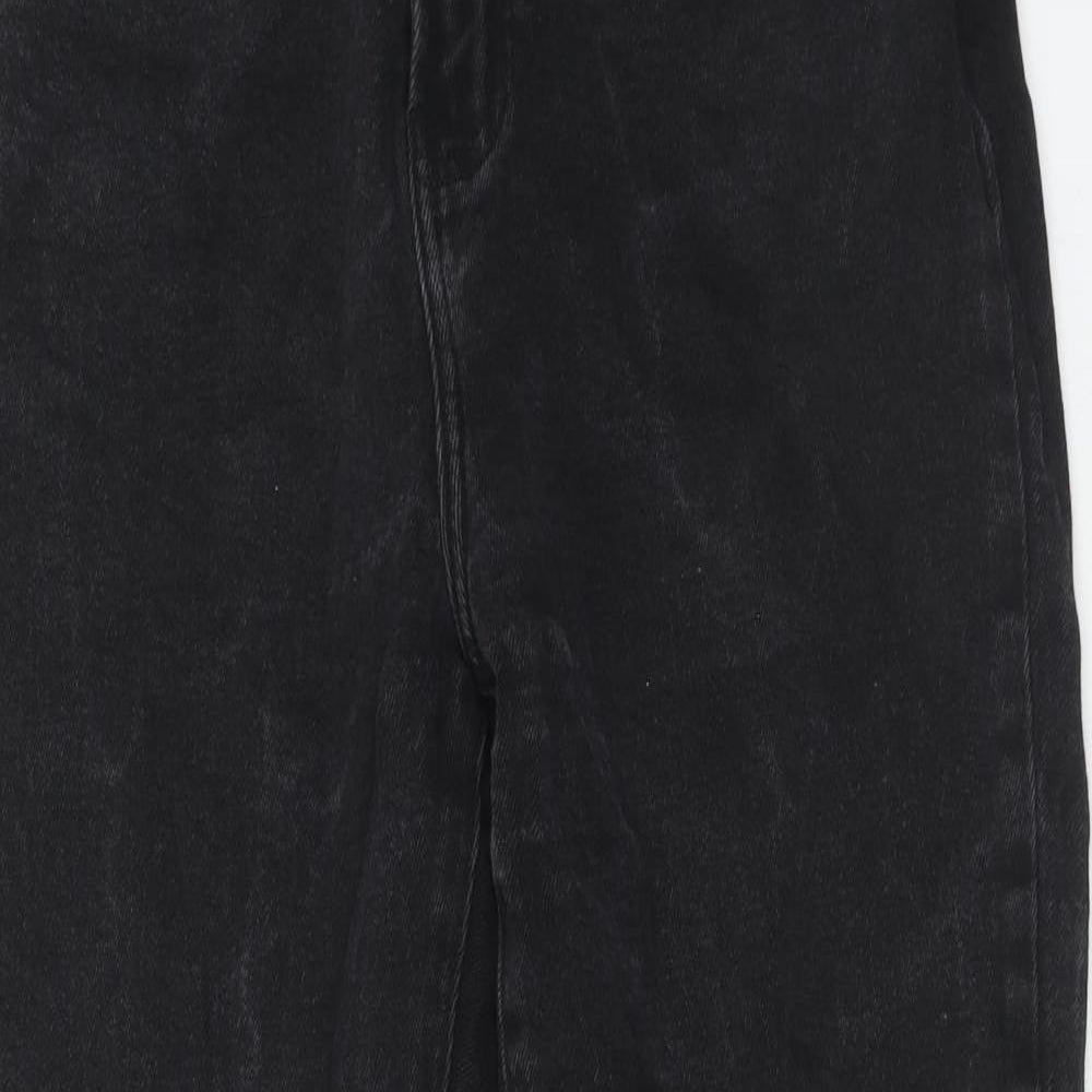 Denim & Co. Womens Black Cotton Straight Jeans Size 14 Regular Zip