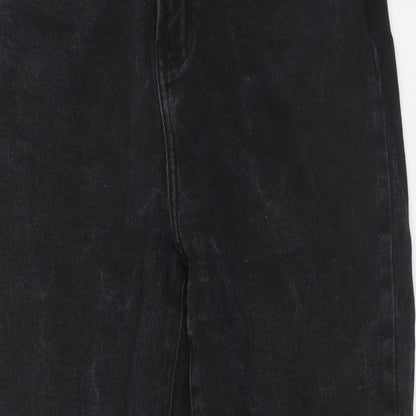 Denim & Co. Womens Black Cotton Straight Jeans Size 14 Regular Zip