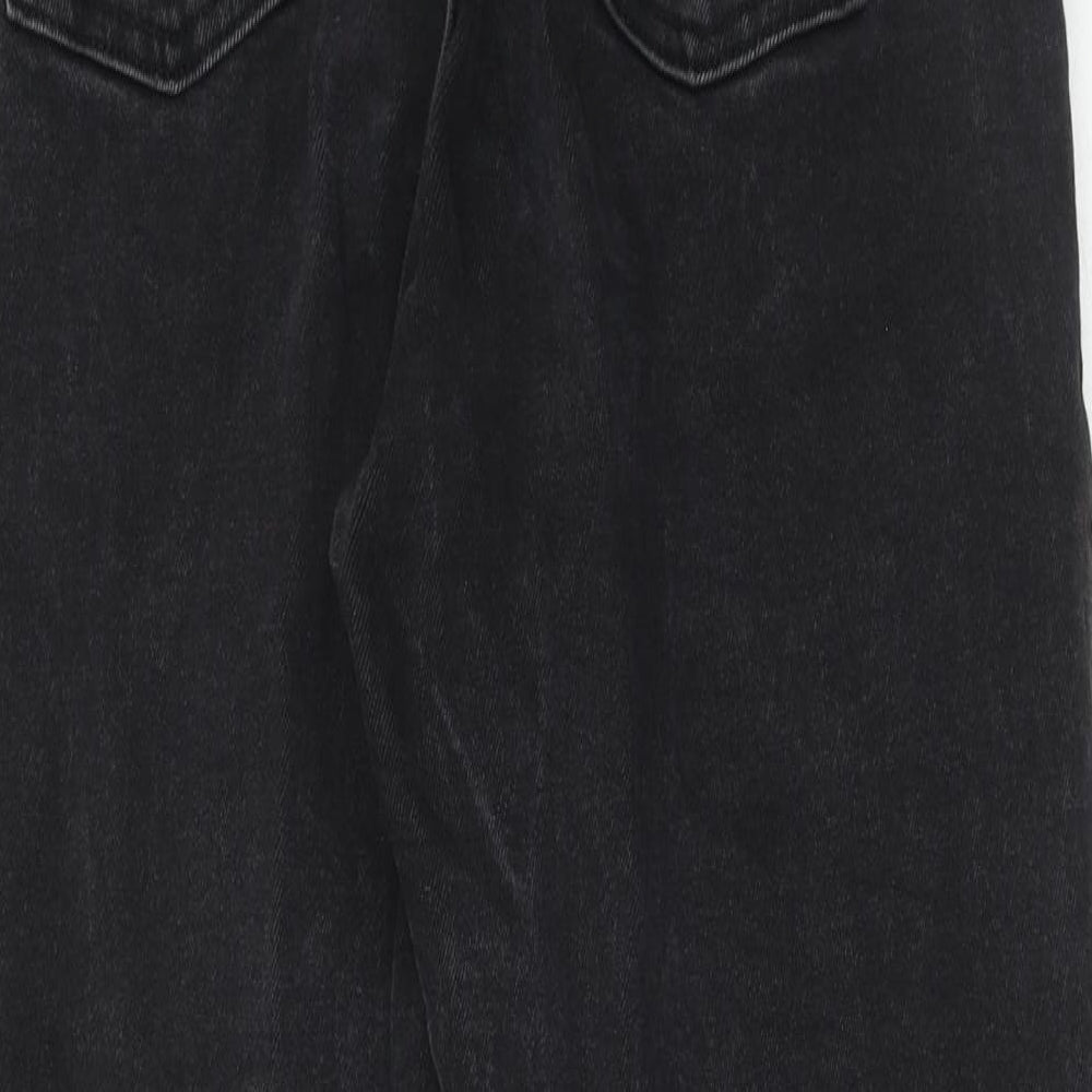Denim & Co. Womens Black Cotton Straight Jeans Size 14 Regular Zip