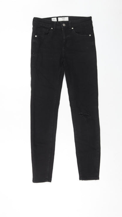 Bershka Womens Black Cotton Skinny Jeans Size 4XL Regular Zip