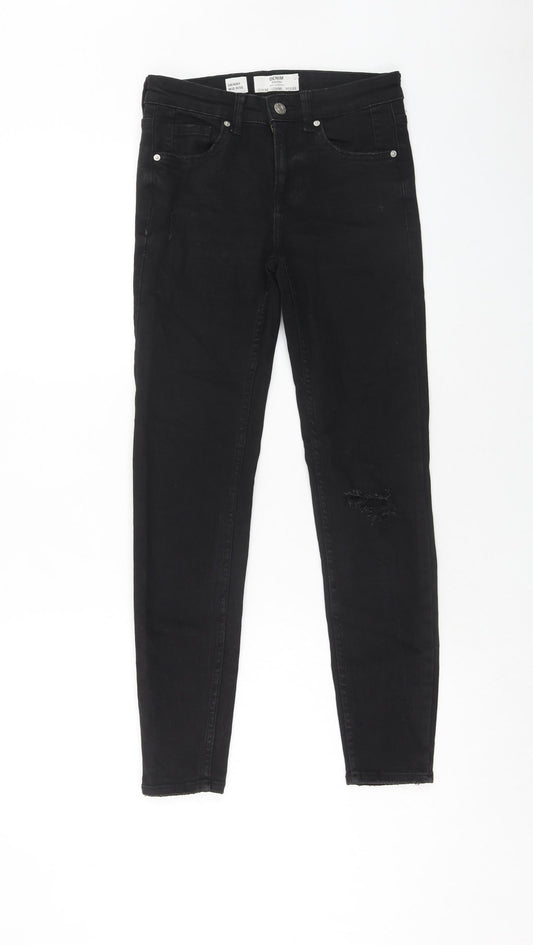 Bershka Womens Black Cotton Skinny Jeans Size 4XL Regular Zip