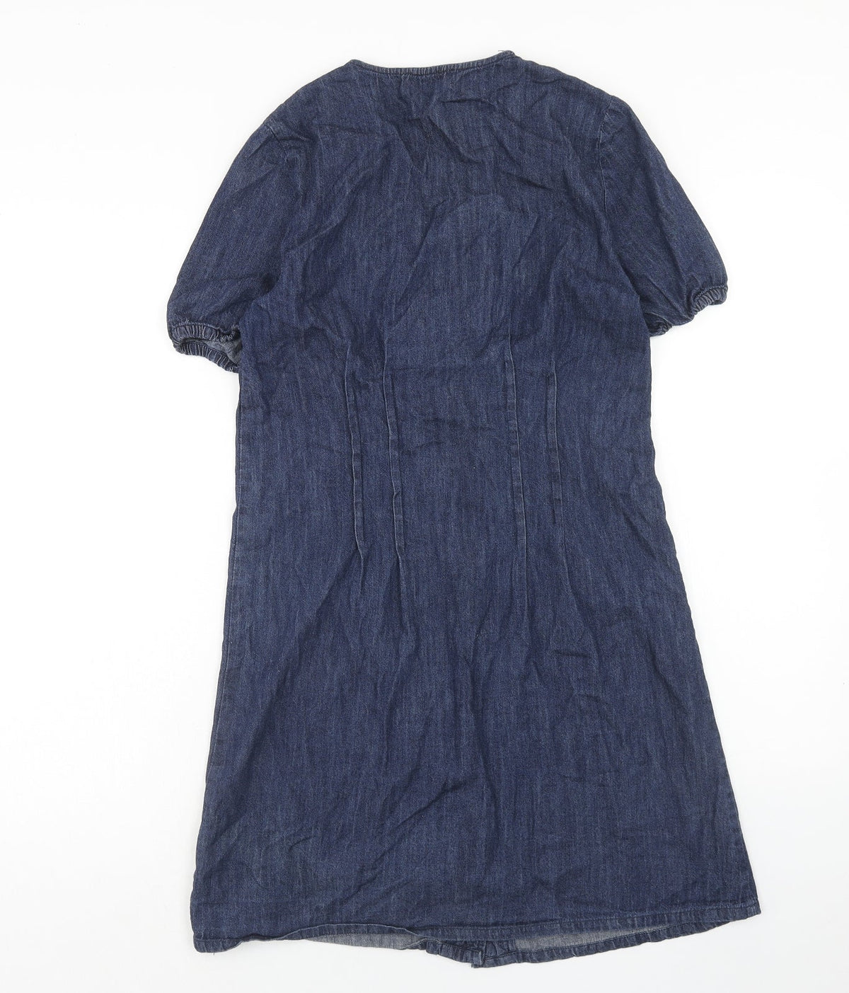 Warehouse Womens Blue Cotton A-Line Size 10 V-Neck Button