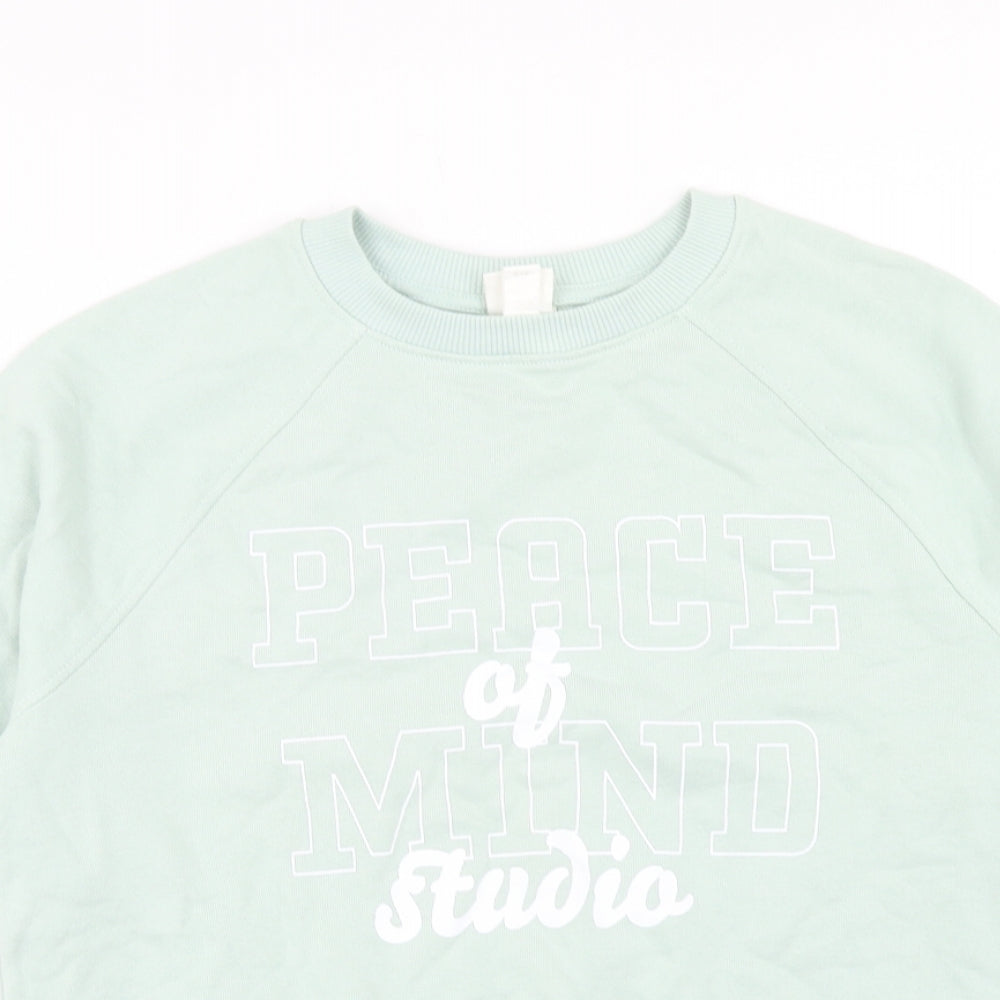 H&M Womens Green Cotton Pullover Sweatshirt Size XS Pullover - Peace of Mind Studio