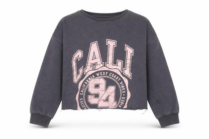 F&F Girls Grey Cotton Pullover Sweatshirt Size 7-8 Years Pullover