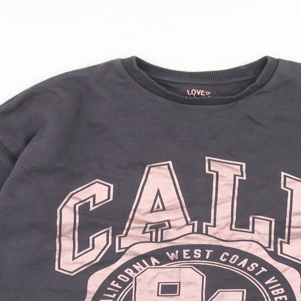 F&F Girls Grey Cotton Pullover Sweatshirt Size 7-8 Years Pullover